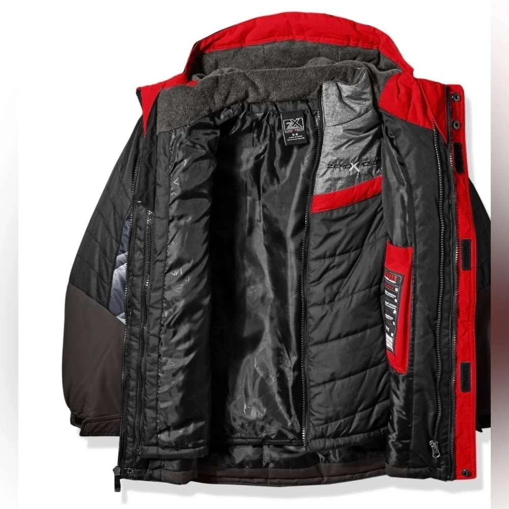 ZeroXposur  Puffy Black Jacket with Red and Gray Accents